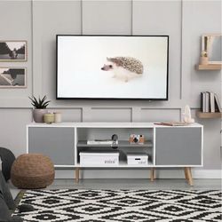 Modern TV Stand for 60" TV with Storage and Open Shelf