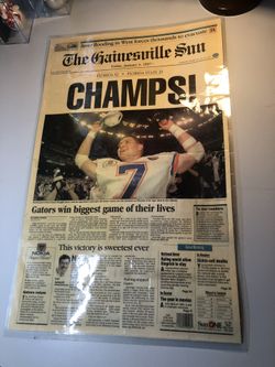 U of F GATOR CHAMPS 1997 Front Page of The Gainesville Sun