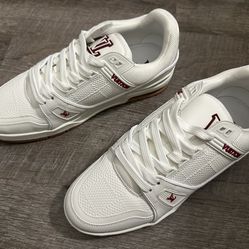 LV Style Trainer Sneakers White/Red