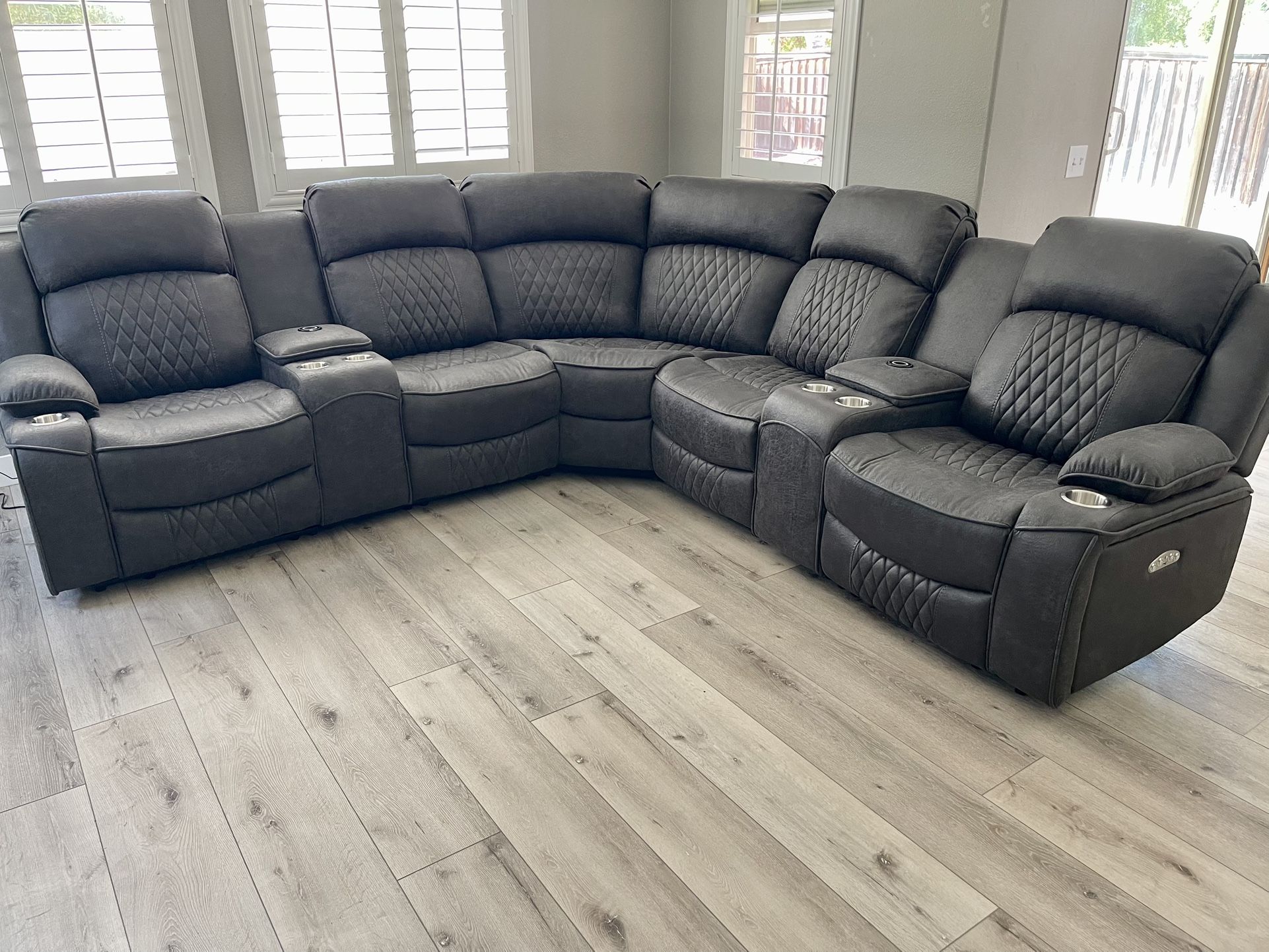 Grey Sectional With Power Reclining Seats