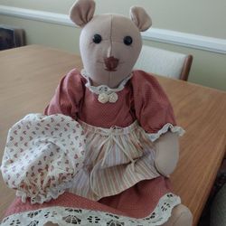 Vintage hand made country mouse Doll