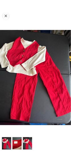 Kids Red Vest & Pants Set with Cream Top