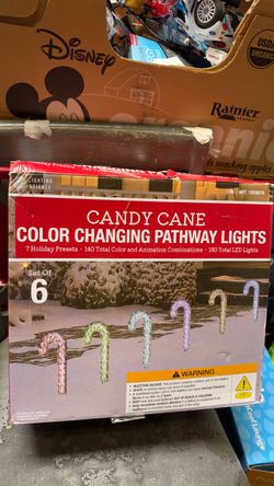 12" Color Changing Candy Cane LED Pathway Lights, Set of 6