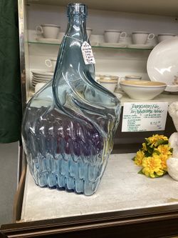 Vintage 1970s Blue Glass 5 Gallon Arrowhead Water Sculptured Jug