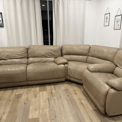 Power Reclining Taupe Sectional 