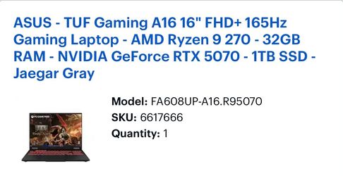 ASUS TUF Gaming A16 Laptop – RTX 5070