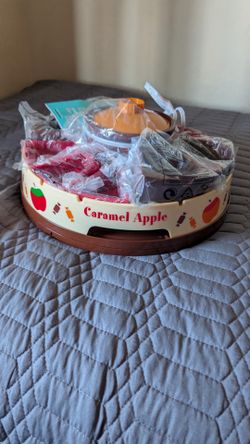 Lazy Susan Chocolate & Caramel Apple Party with Heated Fondue Pot Decorating and Toppings Trays  Tap