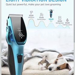 Dog Grooming Kit Low Noise Dog Clippers for Grooming Rechargeable Cordless Dog Grooming Clippers 2 Speed 6 Guards for Thick Knot Coats Pet Grooming Ki