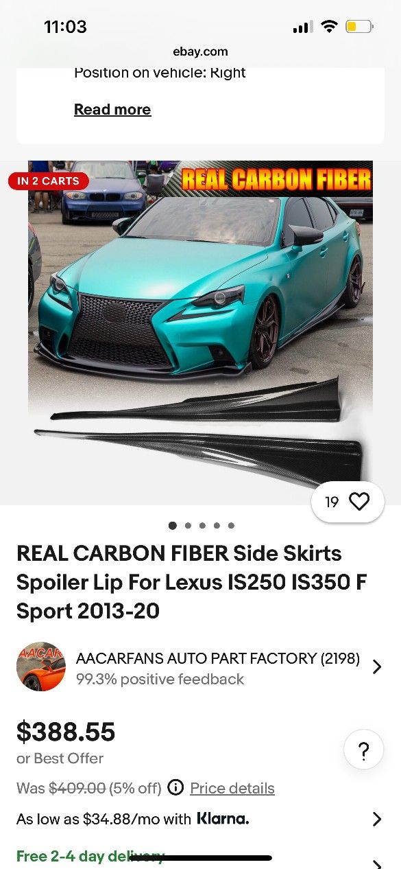 Real Carbon Fiber Lexus Brand New Sealed Box