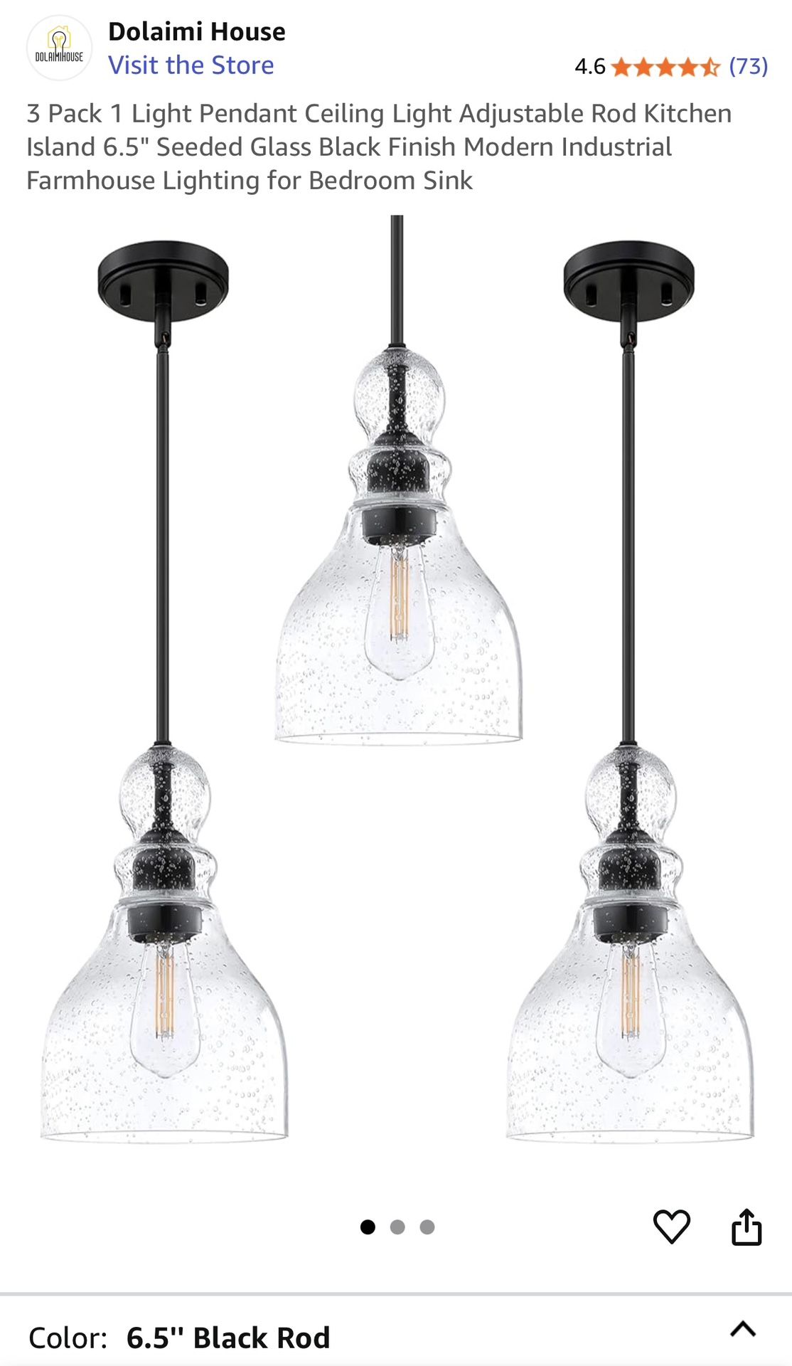 3 Pk pendant Lights