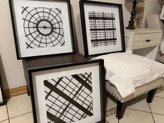 “Modern minimalist abstract wall art set – black frame”