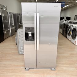 New Whirlpool - 21.4 Cu. Ft. Side-by-Side Refrigerator - Monochromatic Stainless Steel Model: WRS311SDHM
