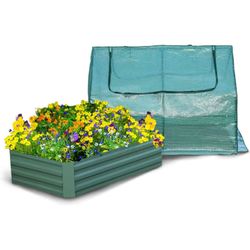 Aoodor 4.3 x 2.3 x 3 ft. Portable Mini Greenhouse Kit with Galvanized Garden Bed
