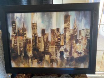 Large 30x40 Framed Canvas City Skyline Art