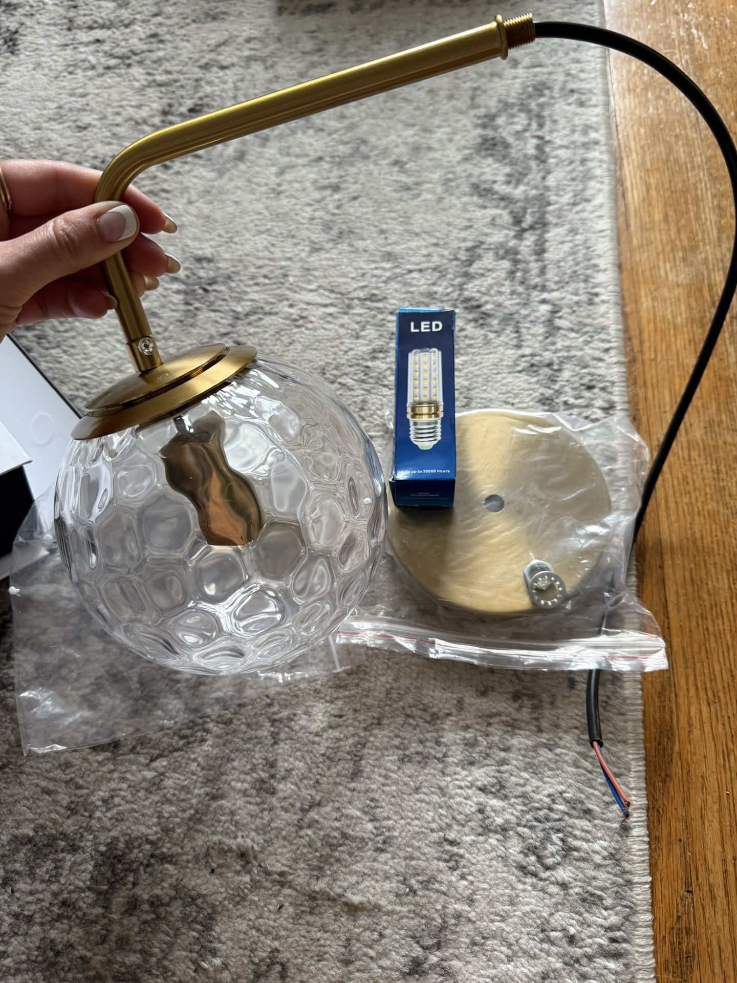 Gold And Glass Sconce New In Box