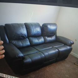 Black leather sofa recliner