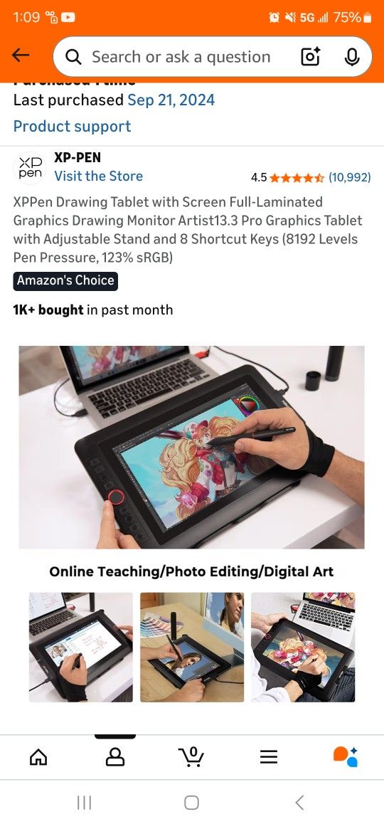 XPPen Drawing Tablet with Screen Full-Laminated Graphics Drawing Monitor Artist13.3 Pro Graphics Tablet with Adjustable Stand and 8 Shortcut Keys (819