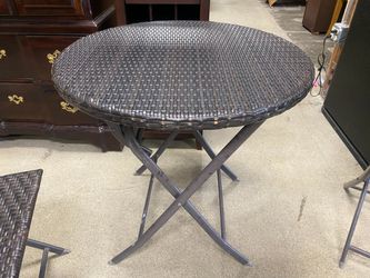 Dark Grey Foldable Wicker Outdoor Dining Set w/ 2 Chairs