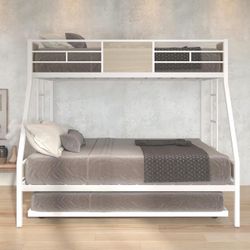 Twin Over Full with Trundle Bunk Bed in White