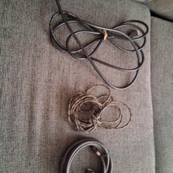 Comcast coaxial cable for TV, Internet, phone connection, HDMI cable, USB-C cable