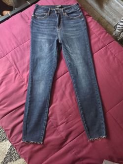 Judy BlueDark Wash High Rise Skinny Jeans Raw Hem Sie 5/27