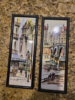 Paris Watercolor  Framed  tiles set of 2