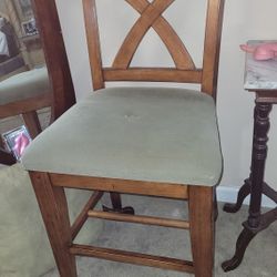  Two bar Stools Mint Green Fabric Top Cleans Very Well