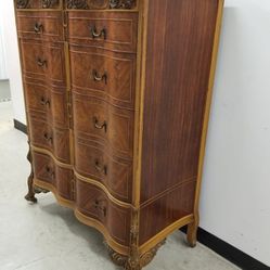 M. Smerling Vintage Solid Wood Marble Top Tall Dresser 