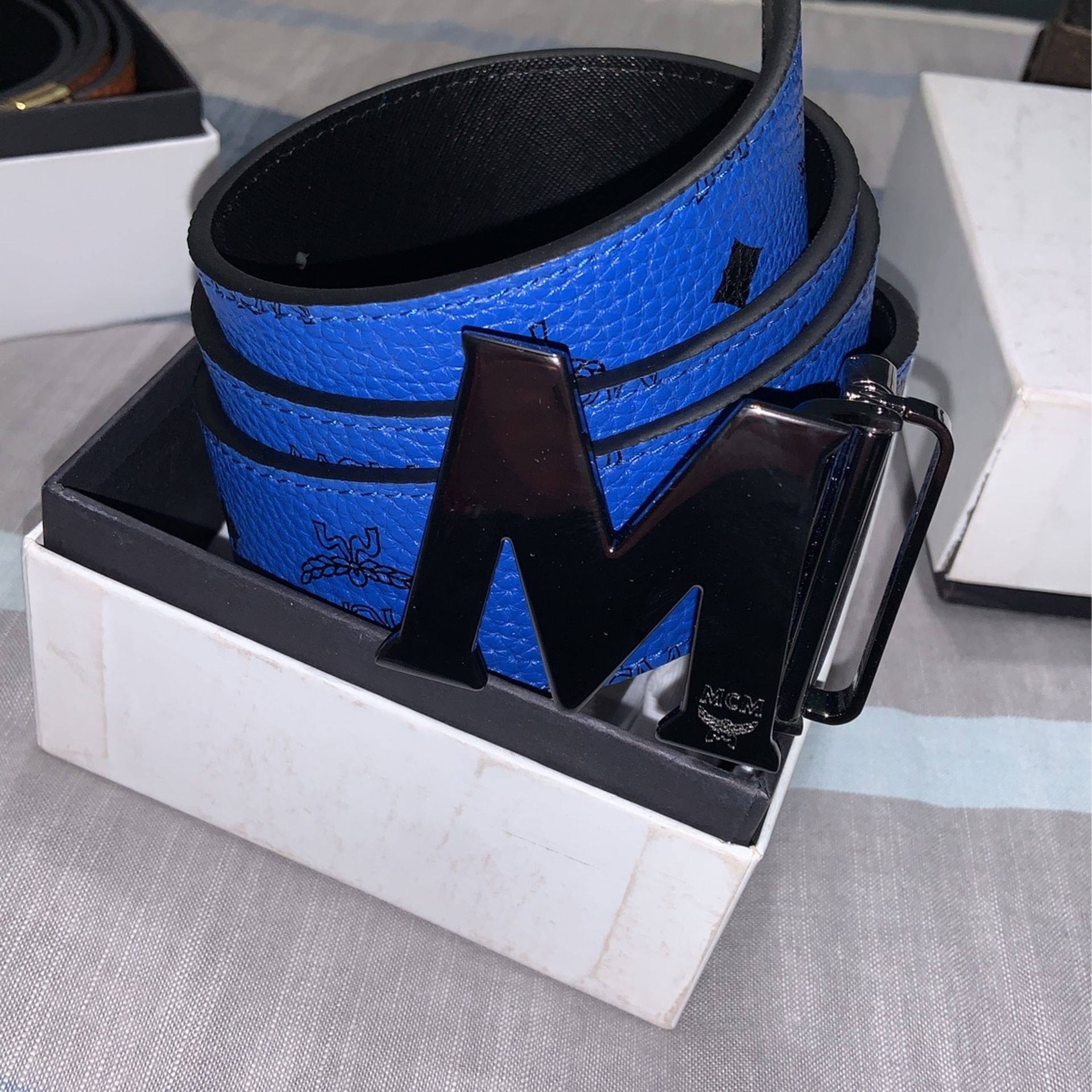 Mcm Belt Blue/black Reversible