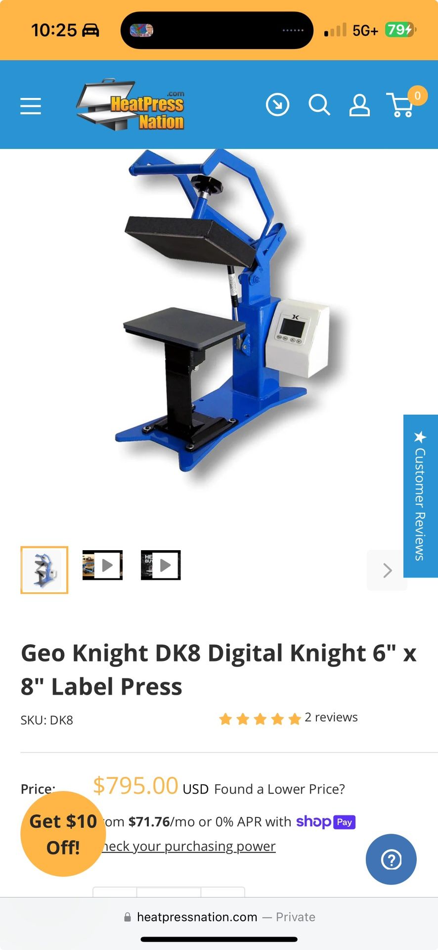 Geo Knight Dk8 Digital Knight 6” X 8” Hat press