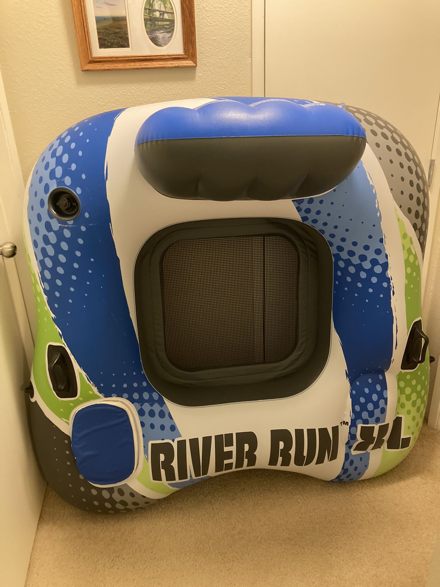 Patched - Intex River Run XL Inflatable Float Tube Raft Lounge with Mesh and Compartment #2
