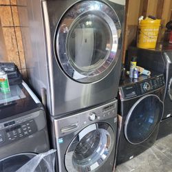 LG Front Loading Washer And Stackable Gas Dryer Set 