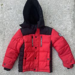 Diesel Boys Red Black Long Sleeve Hooded Full Zip Ski Jacket Size 7 Kids