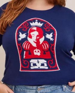 Torrid Disney Framed Snow White Bow Pullover Sweater Blue Plus Size X Large (1)