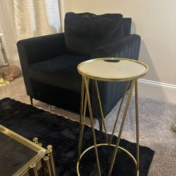 Gold Geometric Side Table (Mirror Top)