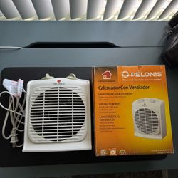 White Pelonis Fan-Forced Portable Heater Model #HF-0020T In Original Box, Tested & Working