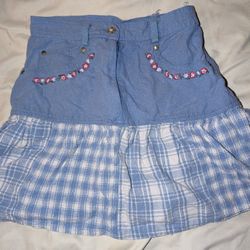Silk Exchange Girls 14, Cute Blue Plaid Skirt With 5 Pockets and 100% Silk.