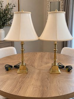 Pair of Brass Candlestick Table Lamps