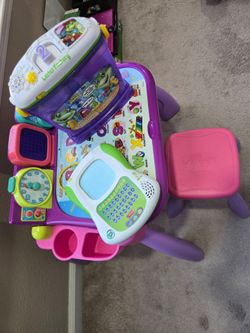 Toys: VTech Activity desk, Leapfrog letter factory, Leap frog scribble and write