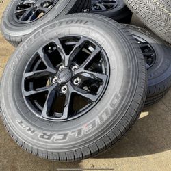 17" OEM Black Jeep Gladiator Wheels 5x5 Fits Jeep Wrangler Grand Cherokee Bridgestone 245/75/17 NEW