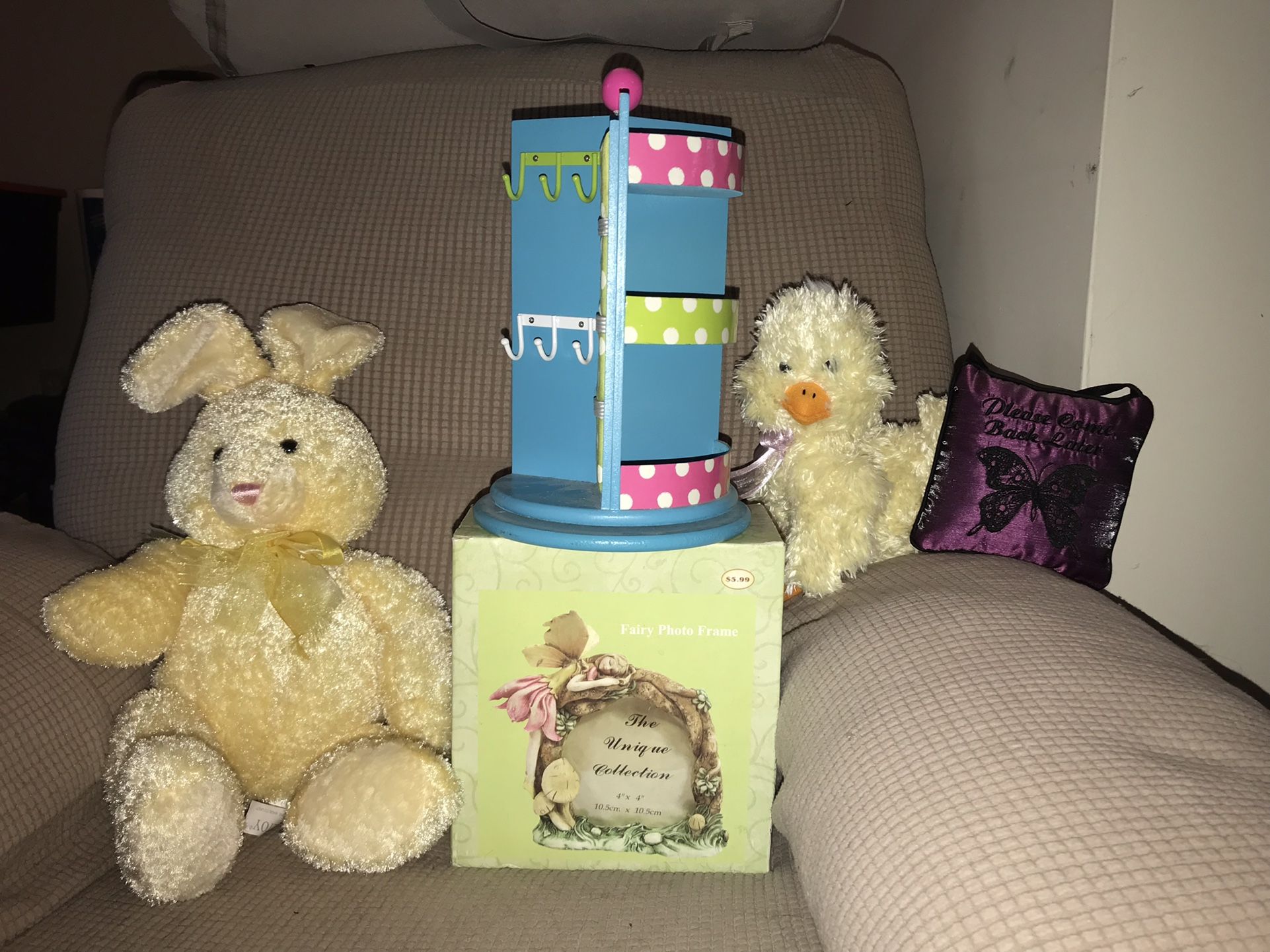 Easter Gifts (Angel Frame,stuffed Animal bunny & chick,Jewelry organizer display stand,door hanger)