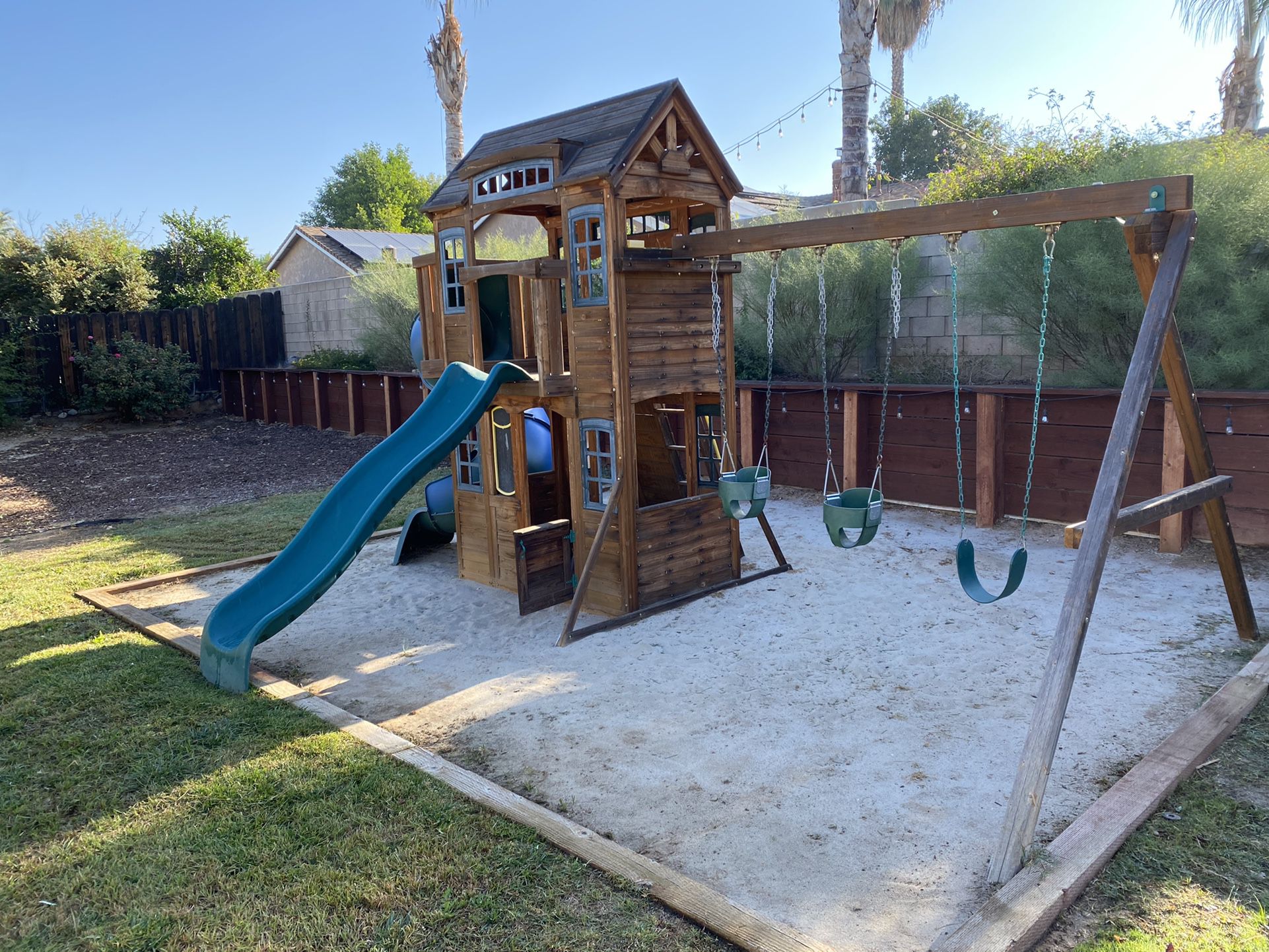 Large Outdoor Kids Playset With Swings & Slides