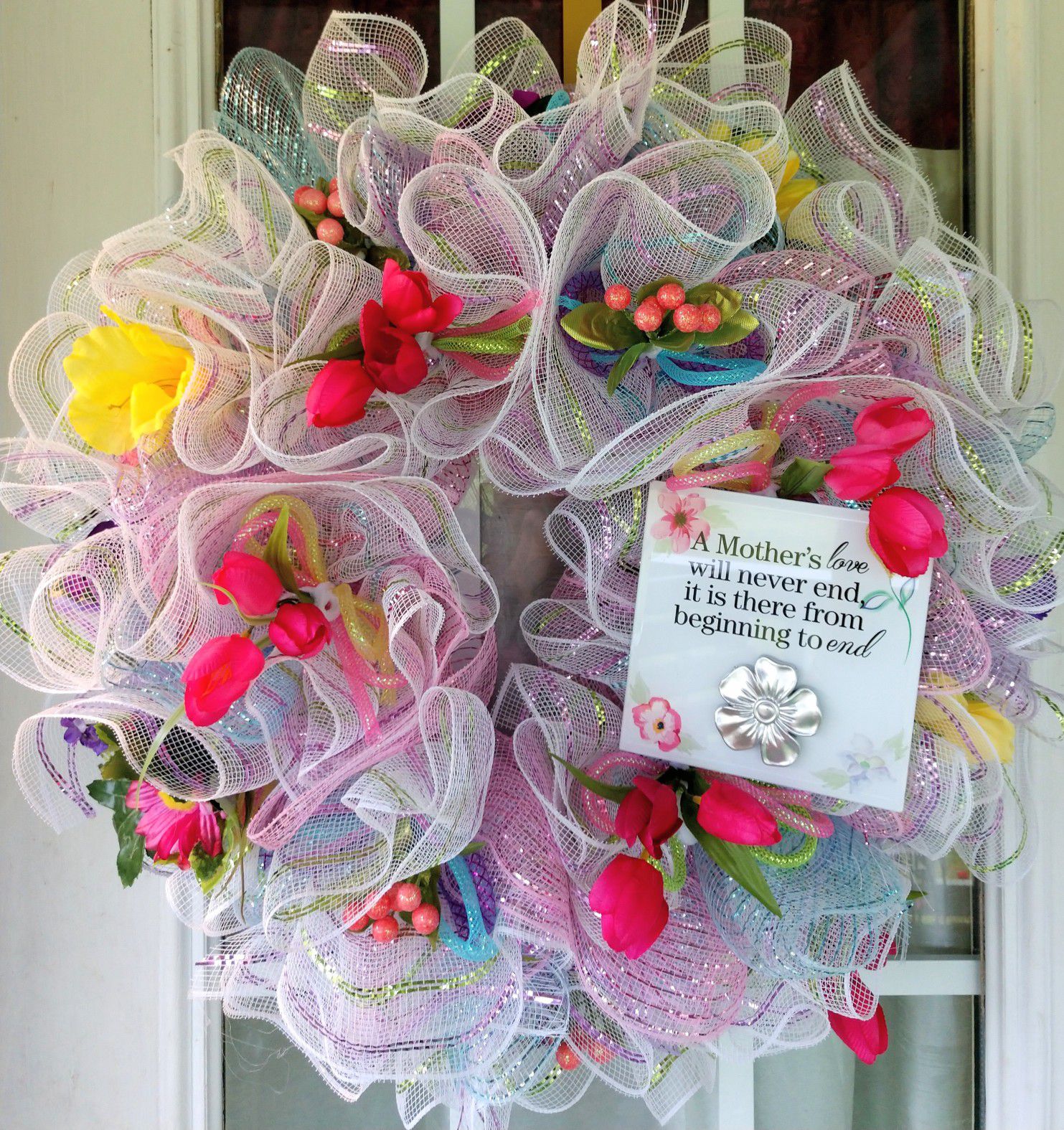 Mothers Day Gift Wreath for Front Door, Spring Wreaths for Front Door, Wreaths for Front Door