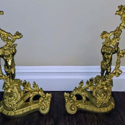 A Pair of Antique Bronze Chenets 