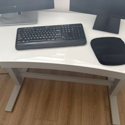 White electric standing desk