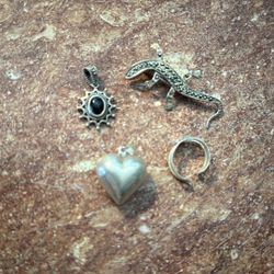 Vintage 925 Silver Woman's Jewelry--pendant, rings