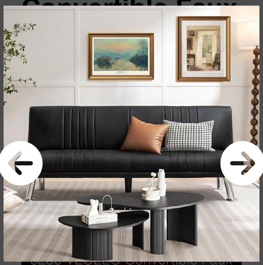 $256 VECELO Convertible Faux Leather Futon Sofa