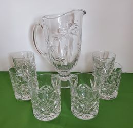 Crystal Pitcher And (6) Glasses Set