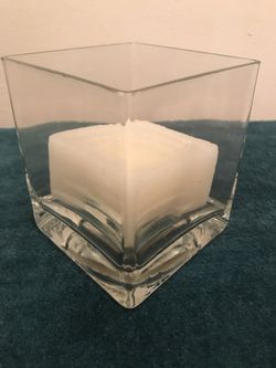 Square Glass Candle Holder with Square Candle