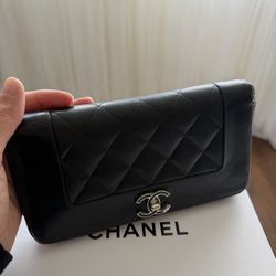 Authentic Chanel CC Quilted Leather Mademoiselle Zip Around Wallet